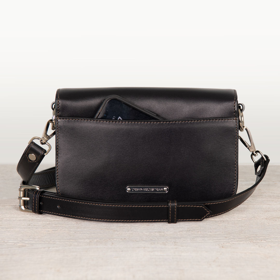 Urban Equestrian  Lana - Horse Bit Crossbody Luxury Leather Bag in Black