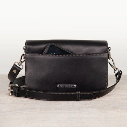 Urban Equestrian  Lana - Horse Bit Crossbody Luxury Leather Bag in Black