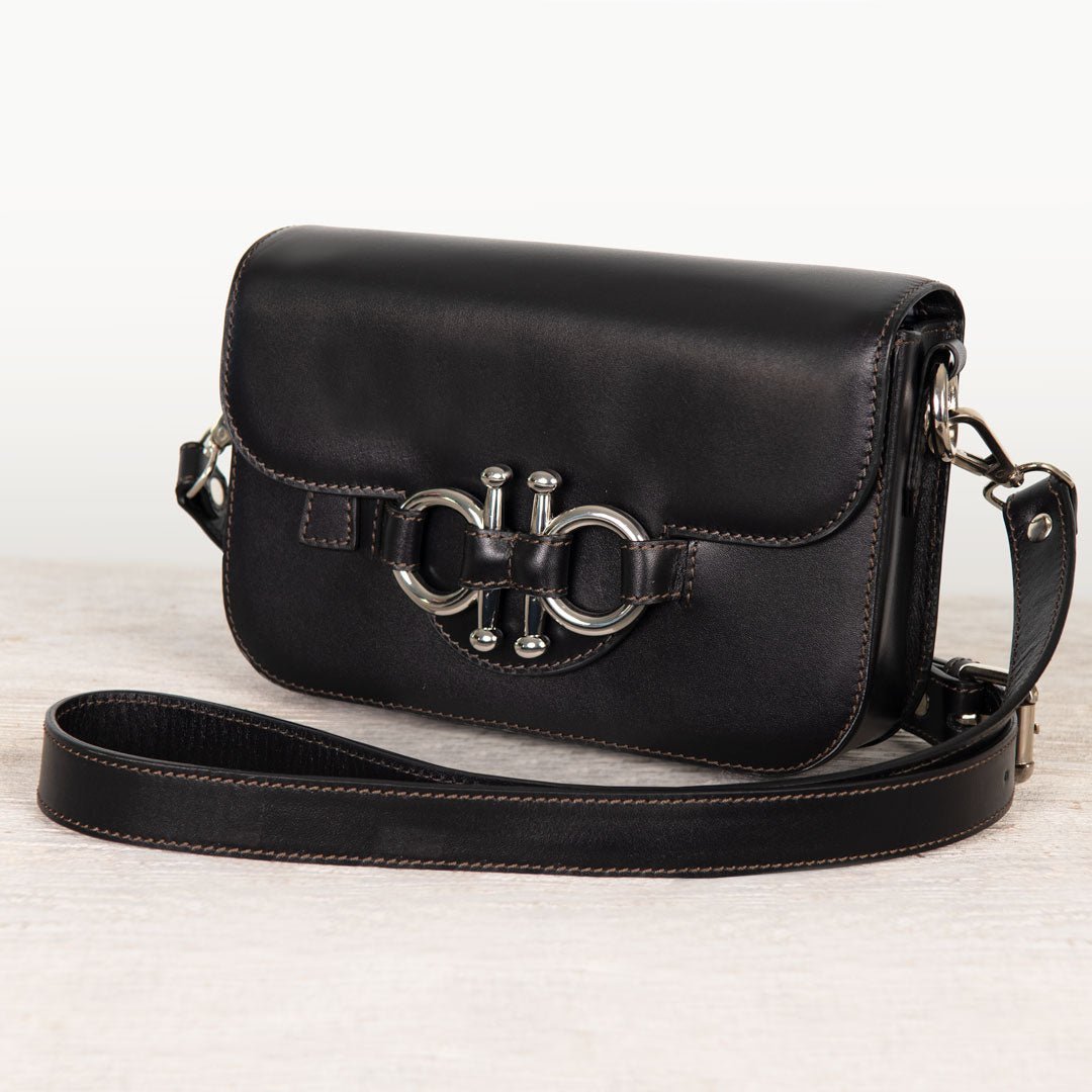 Urban Equestrian  Lana - Horse Bit Crossbody Luxury Leather Bag in Black