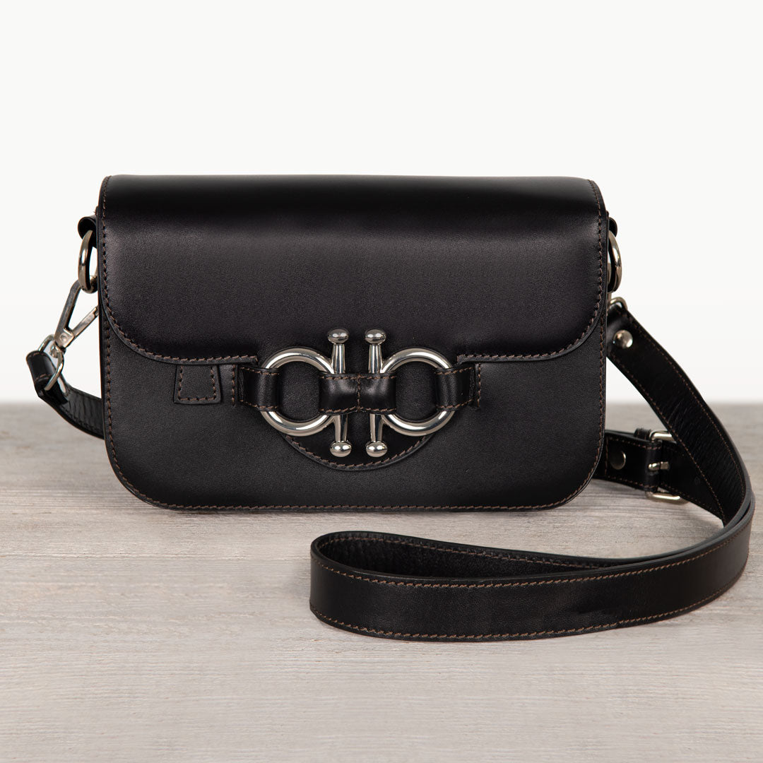Urban Equestrian  Lana - Horse Bit Crossbody Luxury Leather Bag in Black