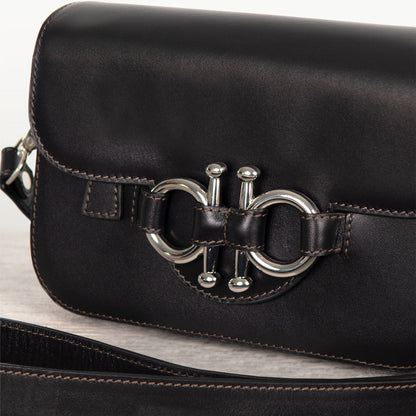 Urban Equestrian  Lana - Horse Bit Crossbody Luxury Leather Bag in Black