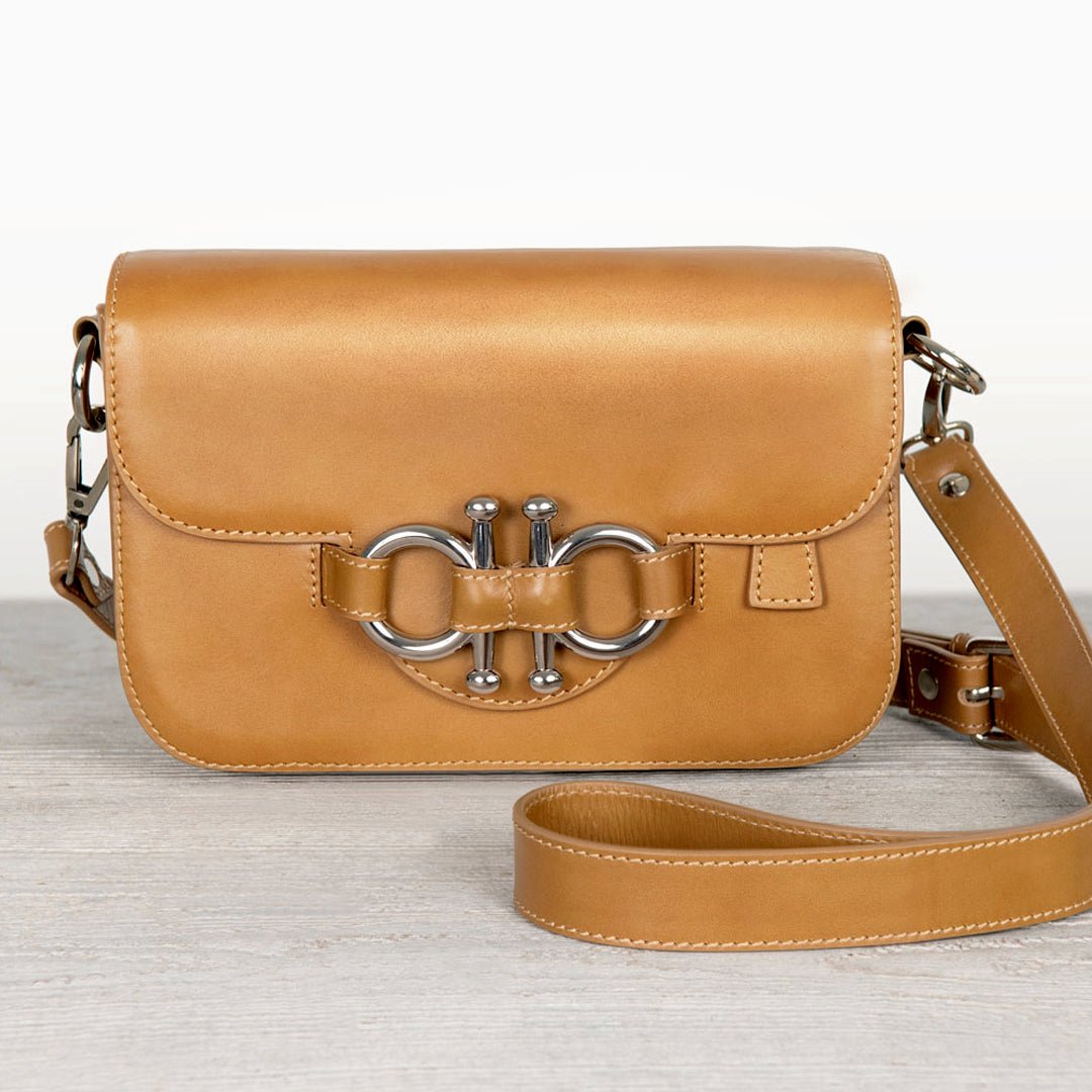 Urban Equestrian  Lana - Horse Bit Crossbody Luxury Leather Bag in Caramel