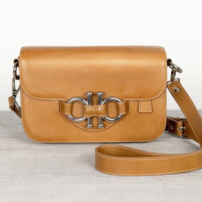 Urban Equestrian  Lana - Horse Bit Crossbody Luxury Leather Bag in Caramel