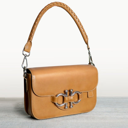 Urban Equestrian  Lana - Horse Bit Crossbody Luxury Leather Bag in Caramel