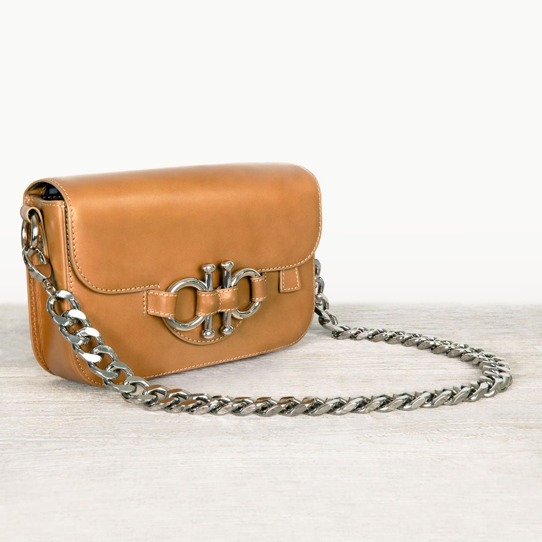 Urban Equestrian  Lana - Horse Bit Crossbody Luxury Leather Bag in Caramel