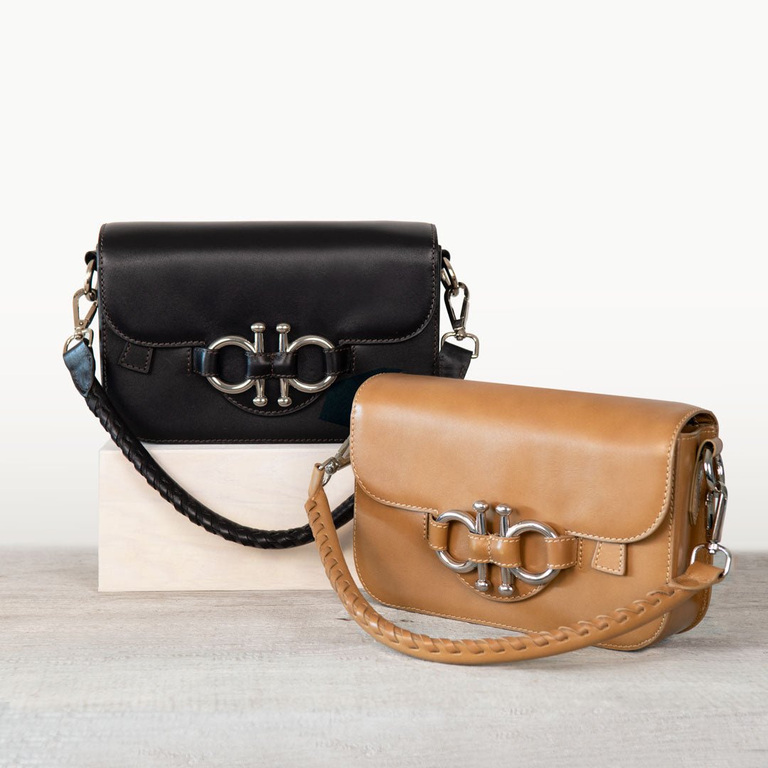 Urban Equestrian  Lana - Horse Bit Crossbody Luxury Leather Bag in Caramel