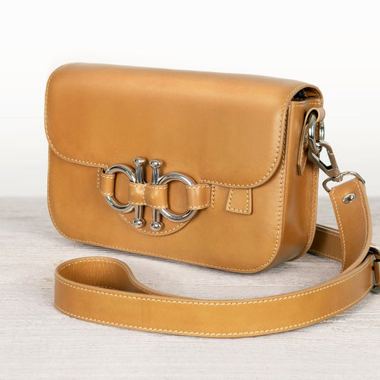 Urban Equestrian  Lana - Horse Bit Crossbody Luxury Leather Bag in Caramel