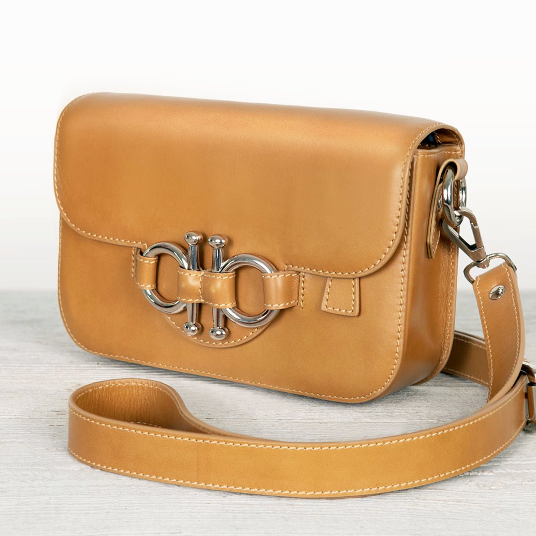 Urban Equestrian  Lana - Horse Bit Crossbody Luxury Leather Bag in Caramel