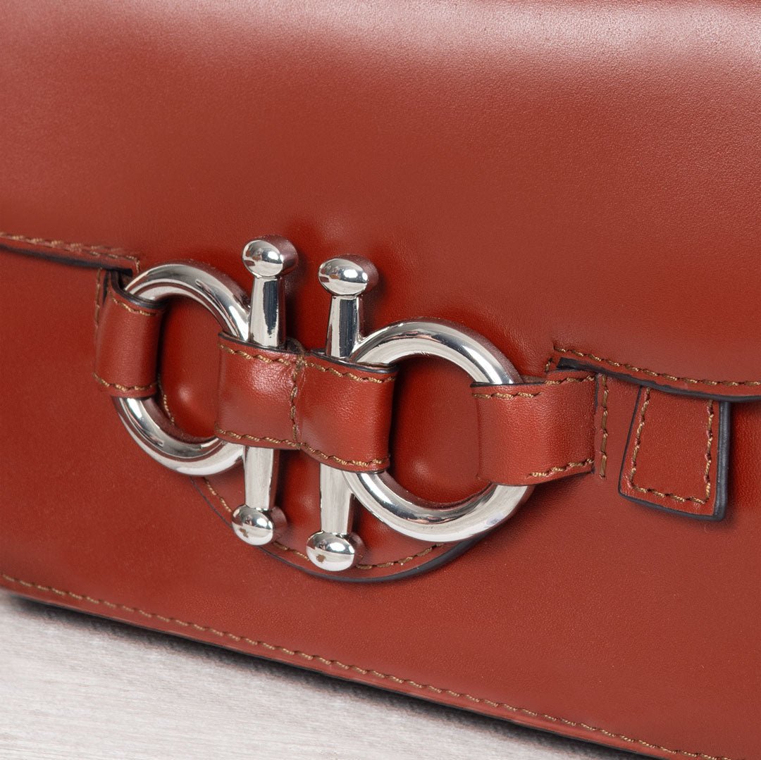 Urban Equestrian  Lana - Horse Bit Crossbody Luxury Leather Bag in Cognac