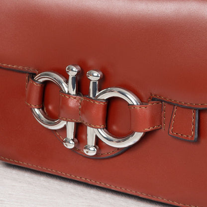 Urban Equestrian  Lana - Horse Bit Crossbody Luxury Leather Bag in Cognac