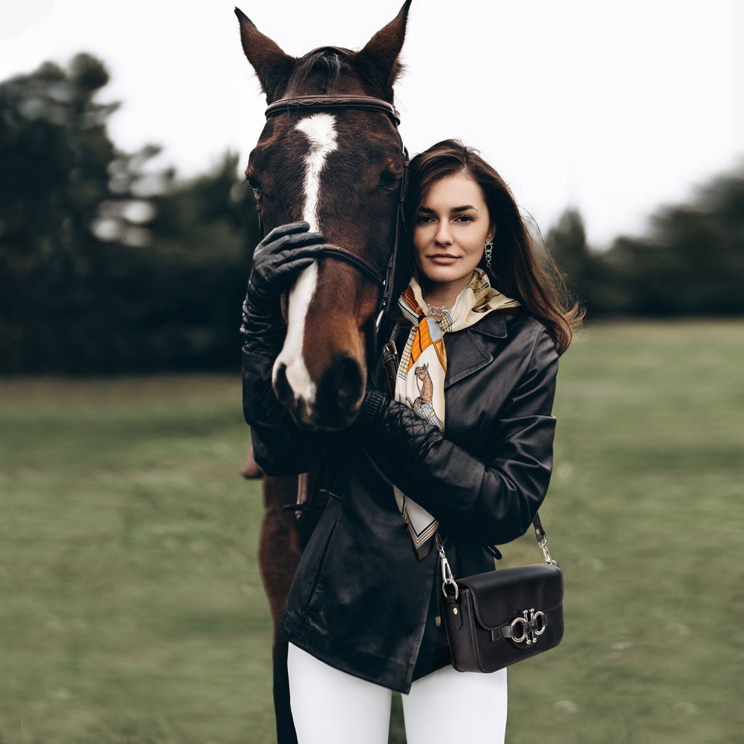 Urban Equestrian  Lana - Horse Bit Crossbody Luxury Leather Bag in Black