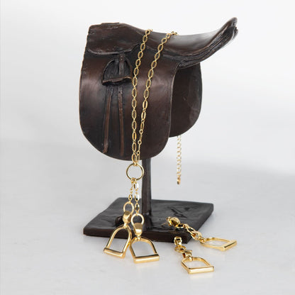 Urban Equestrian  Langley - Equestrian Double Riding Stirrup Necklace in Gold