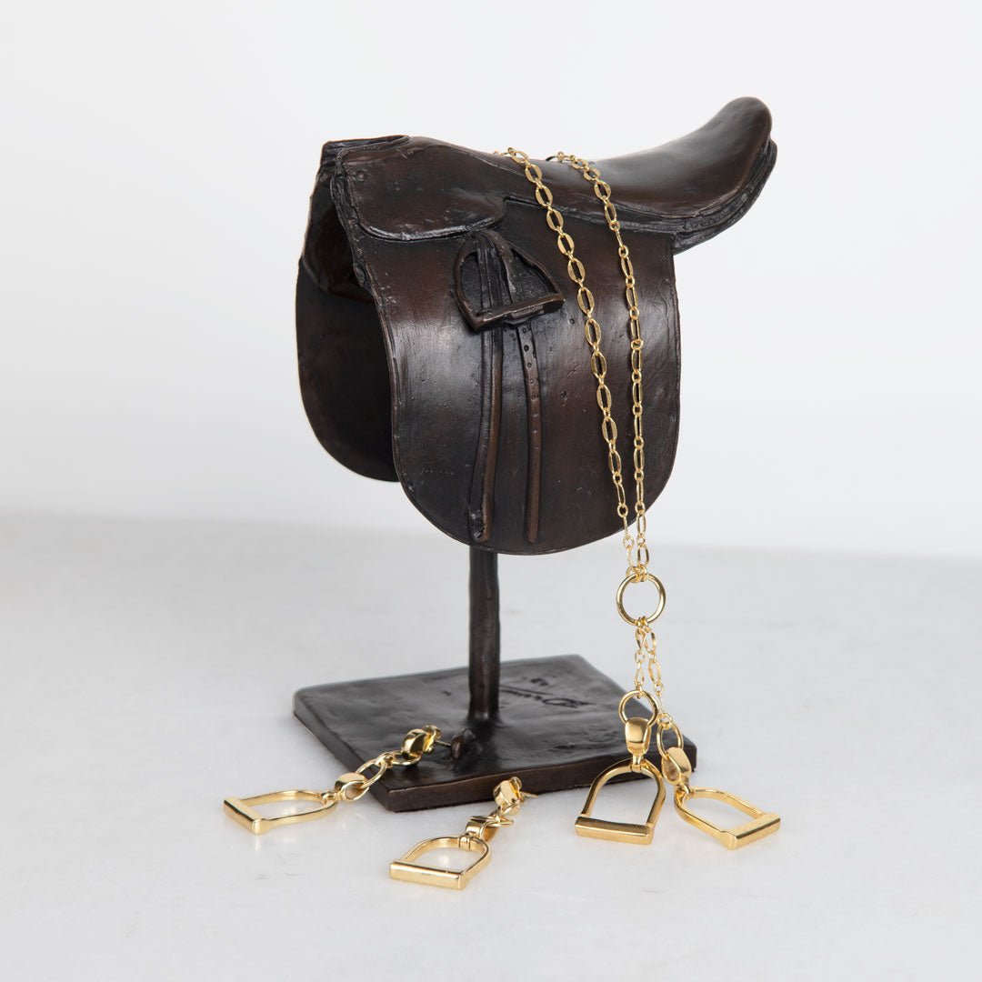 Urban Equestrian  Langley - Equestrian Double Riding Stirrup Necklace in Gold