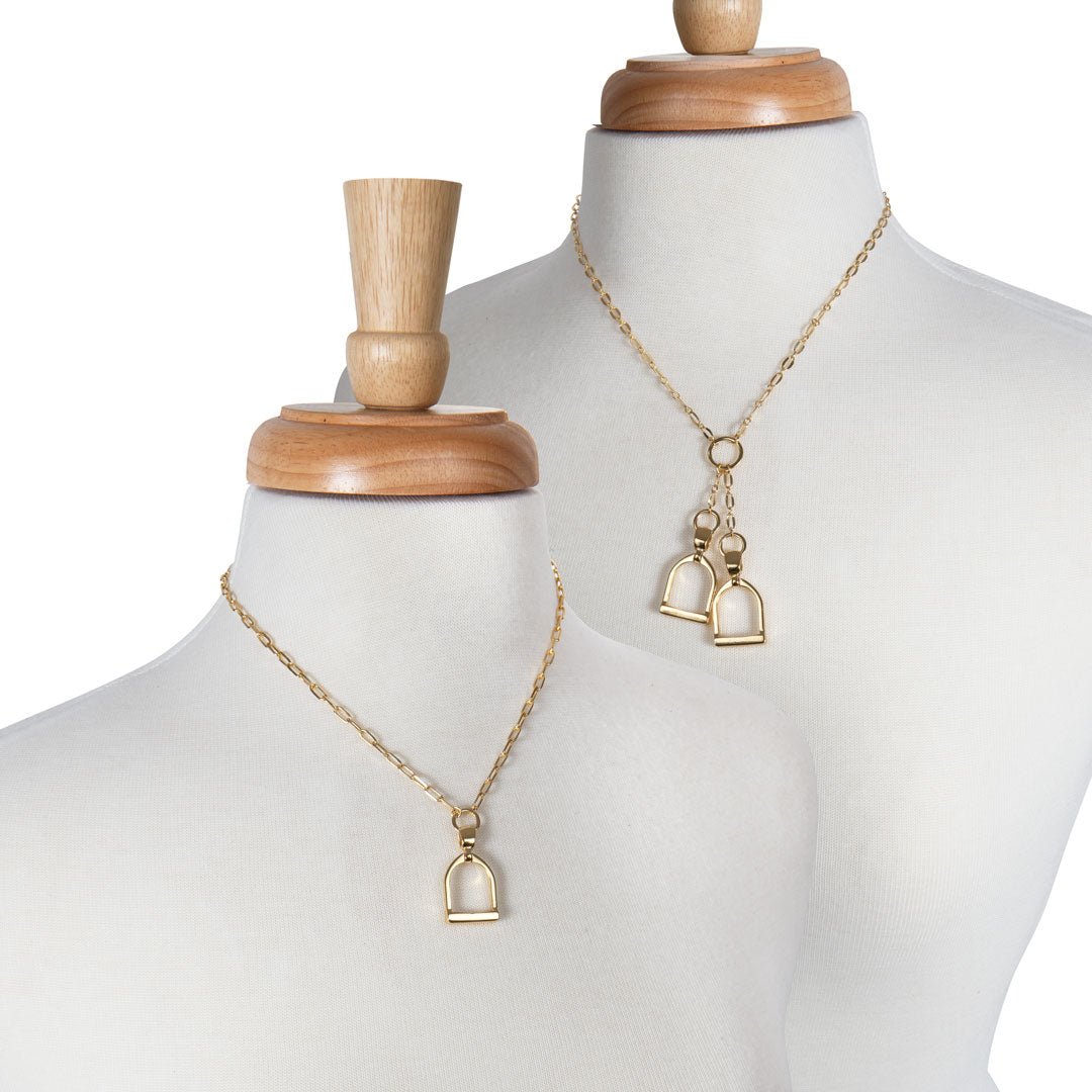 Urban Equestrian  Langley - Equestrian Double Riding Stirrup Necklace in Gold