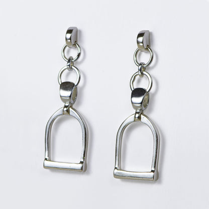Urban Equestrian  Langley - Equestrian Double Riding Stirrup Necklace in Silver