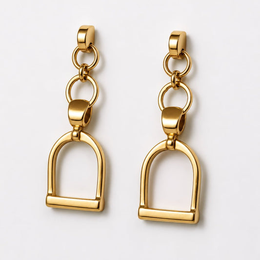 Urban Equestrian  Langley - Equestrian Riding Stirrup Earring in Gold
