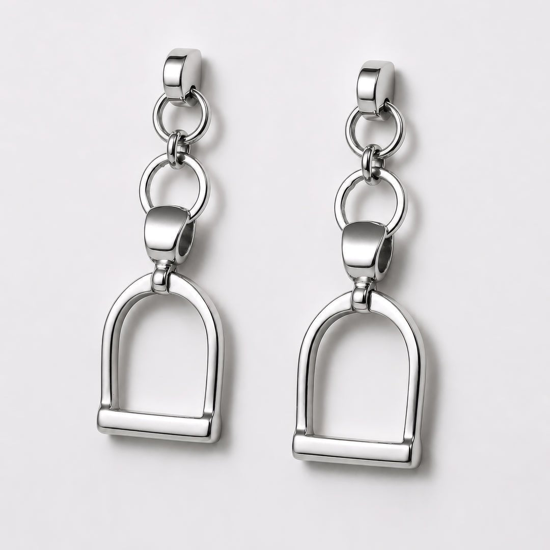 Urban Equestrian  Langley - Equestrian Riding Stirrup Earring in Silver