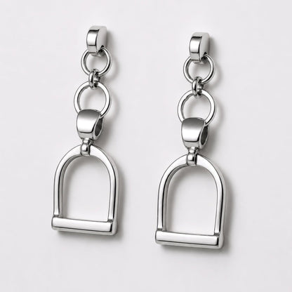 Urban Equestrian  Langley - Equestrian Riding Stirrup Earring in Silver