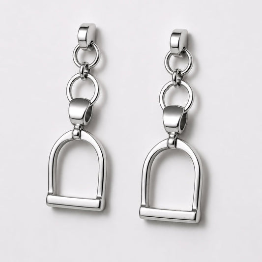 Urban Equestrian  Langley - Equestrian Riding Stirrup Earring in Silver
