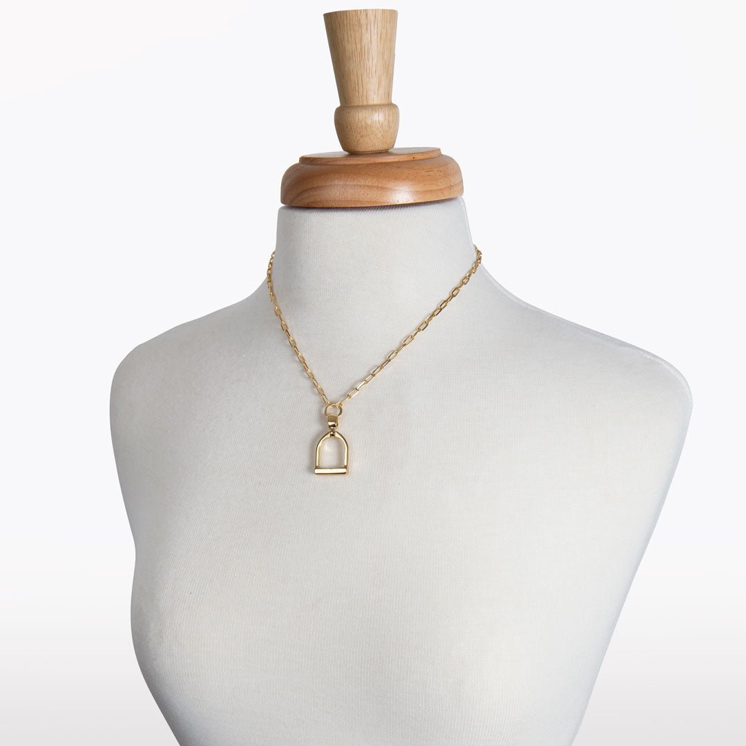 Urban Equestrian  Langley - Equestrian Riding Stirrup Necklace in Gold