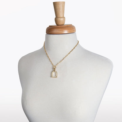 Urban Equestrian  Langley - Equestrian Riding Stirrup Necklace in Gold