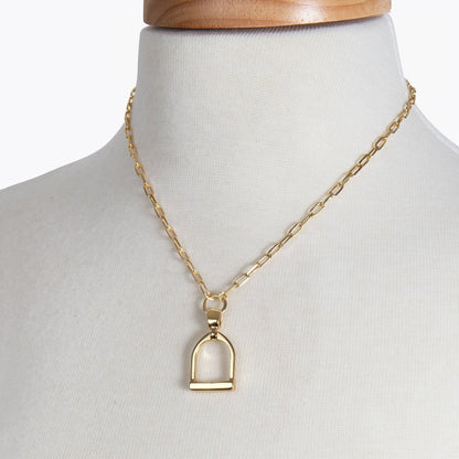 Urban Equestrian  Langley - Equestrian Riding Stirrup Necklace in Gold