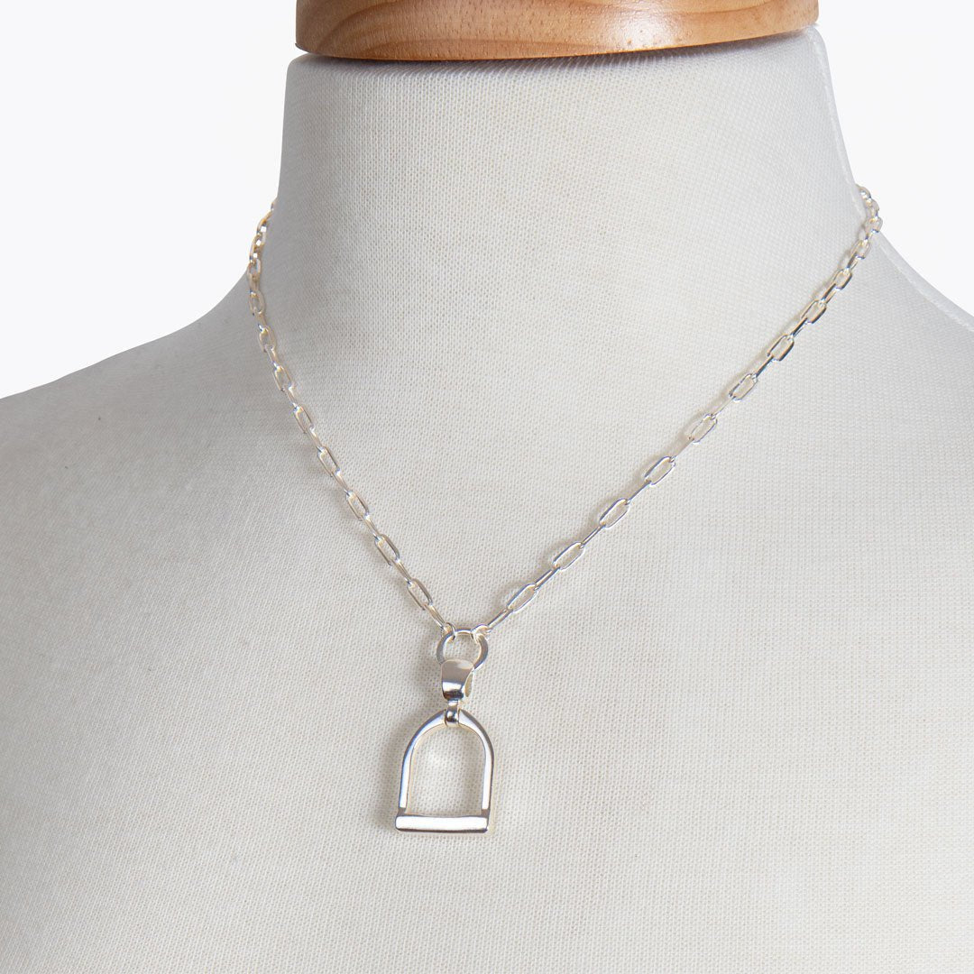 Urban Equestrian  Langley - Equestrian Riding Stirrup Necklace in Silver