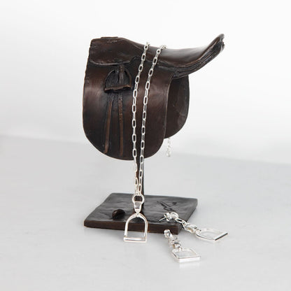 Urban Equestrian  Langley - Equestrian Riding Stirrup Necklace in Silver