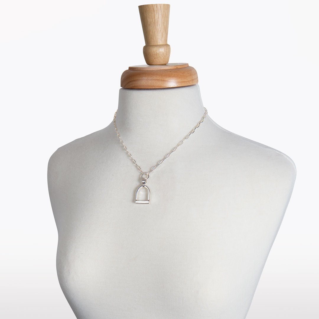 Urban Equestrian  Langley - Equestrian Riding Stirrup Necklace in Silver