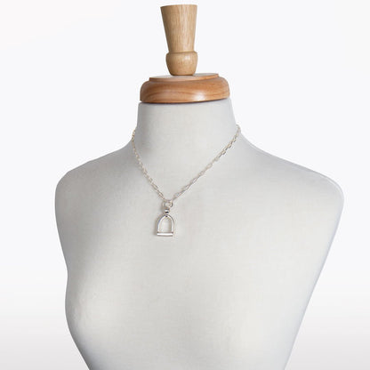 Urban Equestrian  Langley - Equestrian Riding Stirrup Necklace in Silver