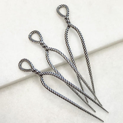 Urban Equestrian  Lariat - Rope Twist Large Hair Pick in Silver