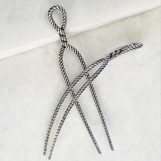 Urban Equestrian  Lariat - Rope Twist Petite Hair Pick in Silver