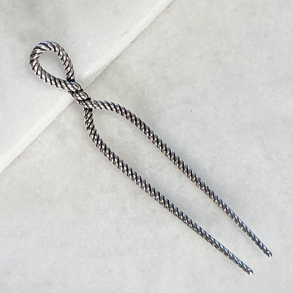 Urban Equestrian  Lariat - Rope Twist Petite Hair Pick in Silver