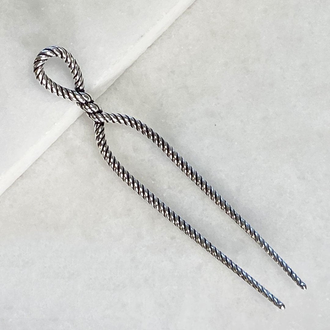 Urban Equestrian  Lariat - Rope Twist Large Hair Pick in Silver