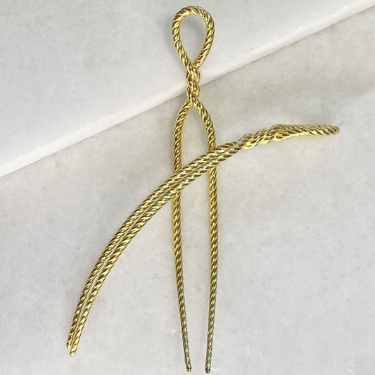 Urban Equestrian  Lariat - Rope Twist Large Hair Pick in Gold