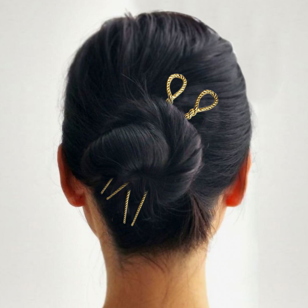 Urban Equestrian  Lariat - Rope Twist Large Hair Pick in Gold