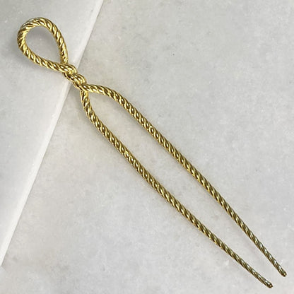 Urban Equestrian  Lariat - Rope Twist Large Hair Pick in Gold