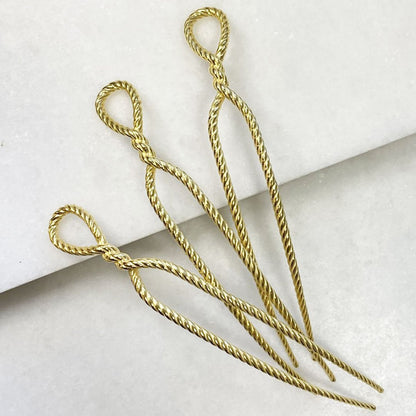 Urban Equestrian  Lariat - Rope Twist Large Hair Pick in Gold