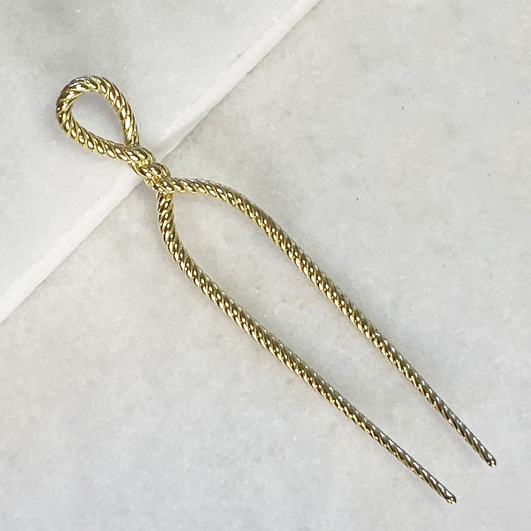 Urban Equestrian  Lariat - Rope Twist Petite Hair Pick in Gold