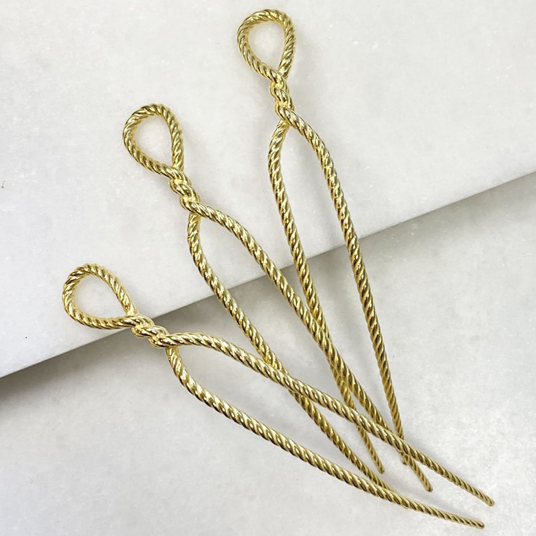 Urban Equestrian  Lariat - Rope Twist Petite Hair Pick in Gold