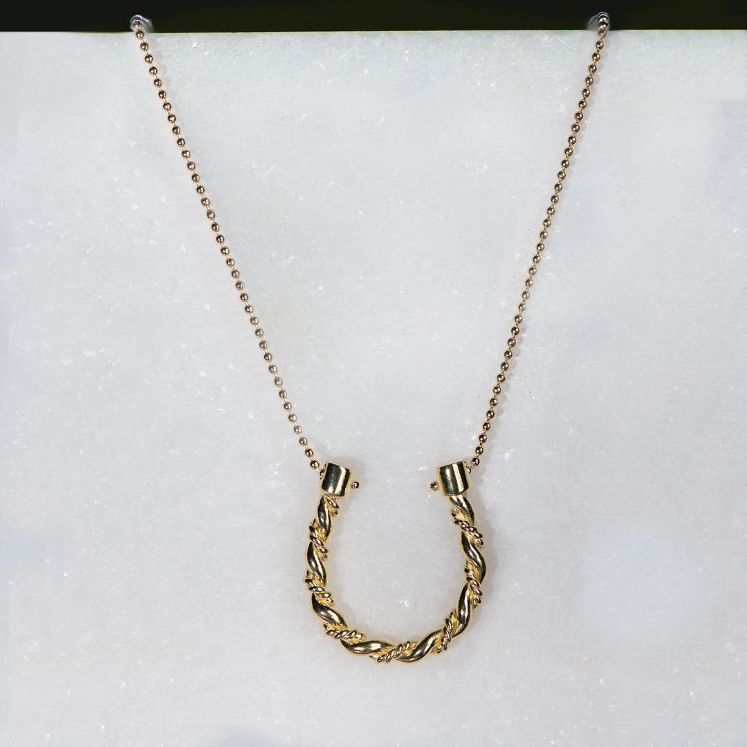Urban Equestrian  Lariat Horseshoe Necklace - Gold