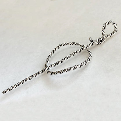 Urban Equestrian  Lariat  - Triple Rope Twist Mane Tamer Hair Pin in Silver