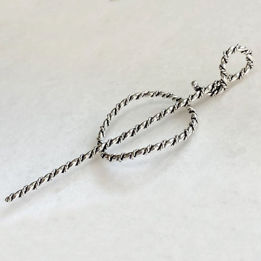 Urban Equestrian  Lariat  - Triple Rope Twist Mane Tamer Hair Pin in Silver