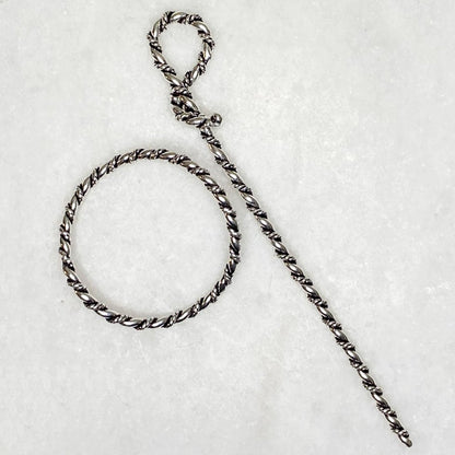 Urban Equestrian  Lariat  - Triple Rope Twist Mane Tamer Hair Pin in Silver