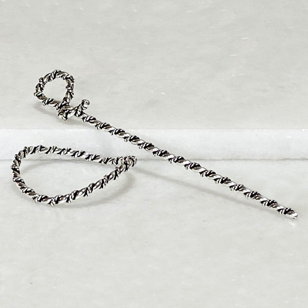 Urban Equestrian  Lariat  - Triple Rope Twist Mane Tamer Hair Pin in Silver