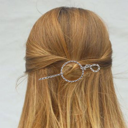 Urban Equestrian  Lariat  - Triple Rope Twist Mane Tamer Hair Pin in Silver