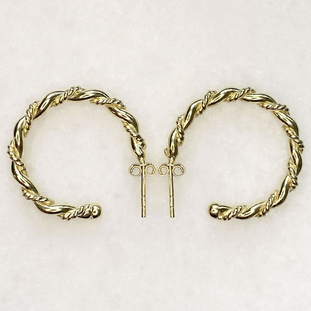 Urban Equestrian  Lariat - Rope Twist Hoop Earring in Gold -Small