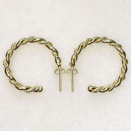 Urban Equestrian  Lariat - Rope Twist Hoop Earring in Gold -Small