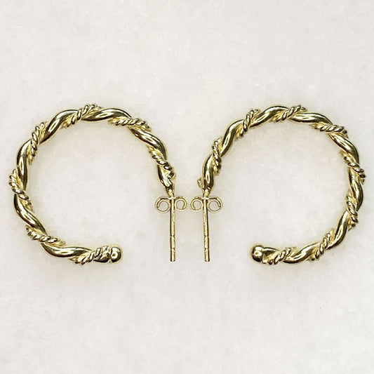 Urban Equestrian  Lariat - Rope Twist Hoop Earring in Gold -Small