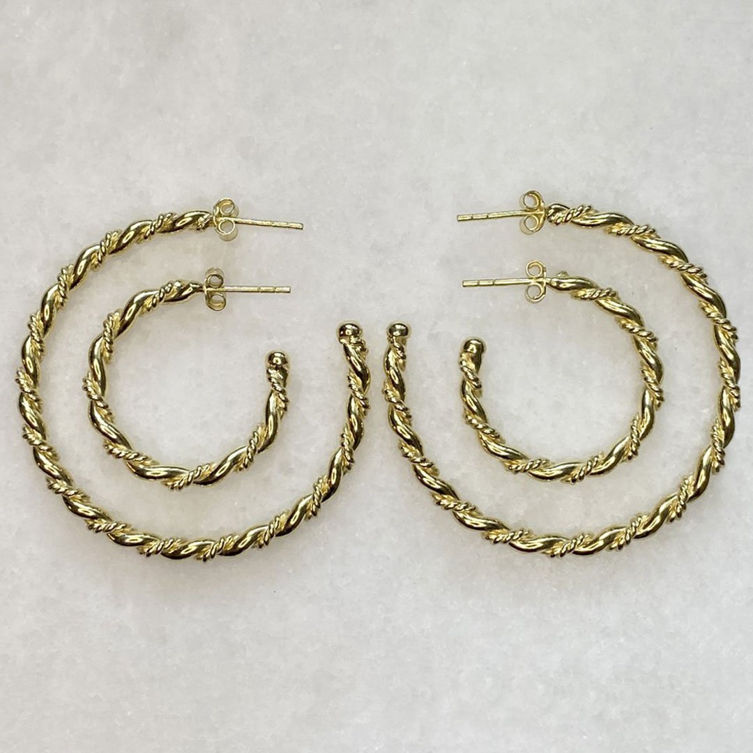 Urban Equestrian  Lariat - Rope Twist Hoop Earring in Gold - Large